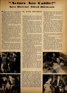 The quote "Actors are Cattle" first appeared in an article by Kate Holiday in the 1941 Hollywood Magazine page 18