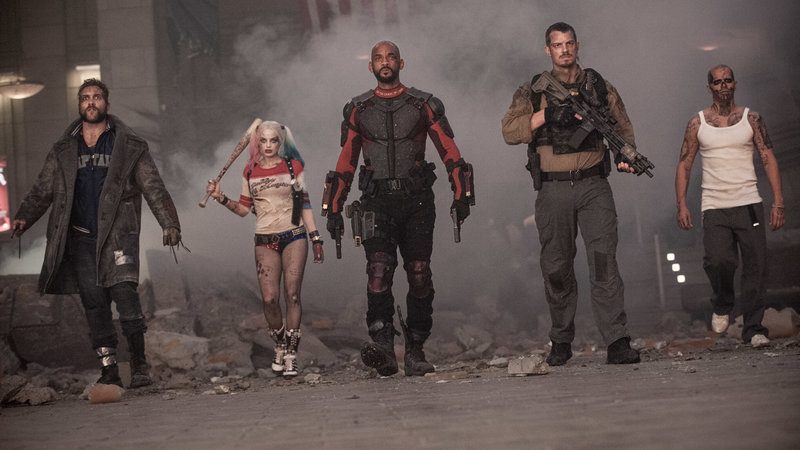 Jai Courtney, Margot Robbie, Will Smith, Joel Kinnaman and Jay Hernandez star in Suicide Squad. Photo credit: Clay Enos/ Warner Bros